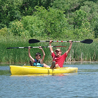 two people in canoe
