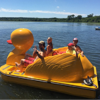 group on paddle boat